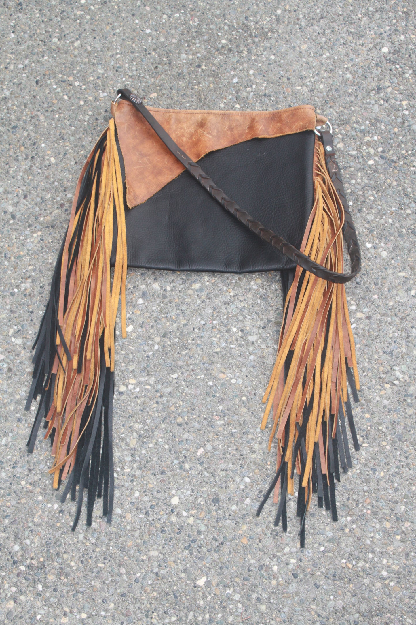 Vintage strap series, leather body with double fringe