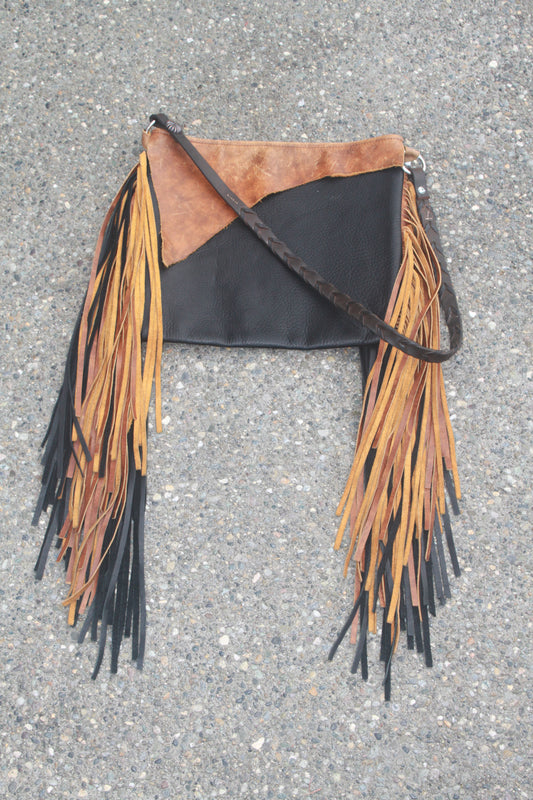 Vintage strap series, leather body with double fringe